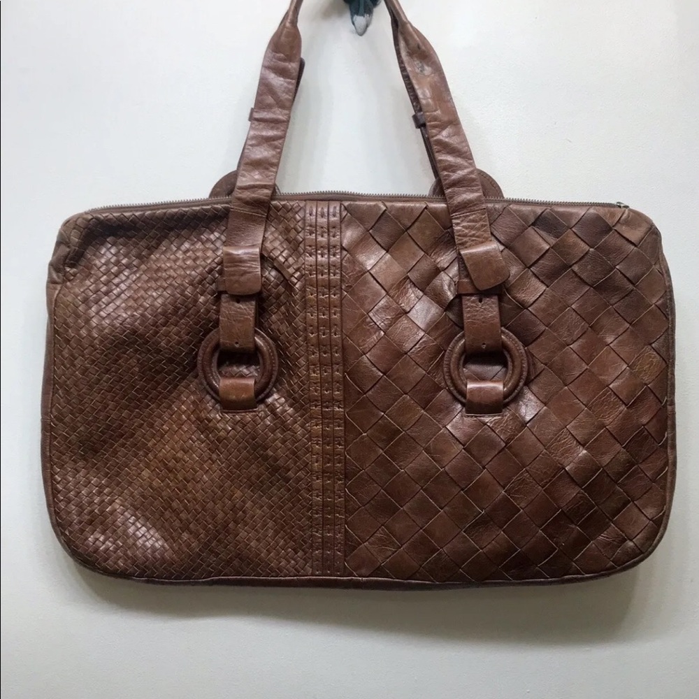 VTG Rabeanco Women’s Large Tan Leather Satchel Shoulder bag Italy
